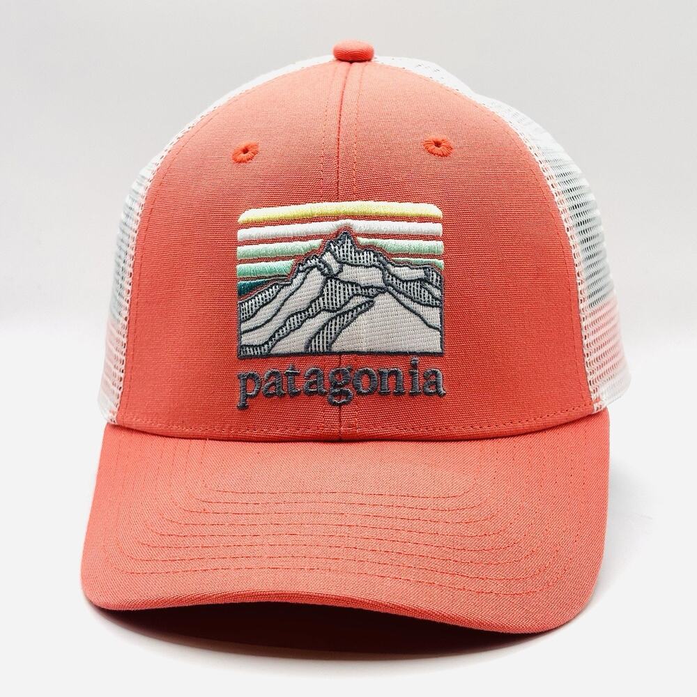 Patagonia Hat Snap Back Orange Mountains Outdoors Trucker Mesh Baseball Cap